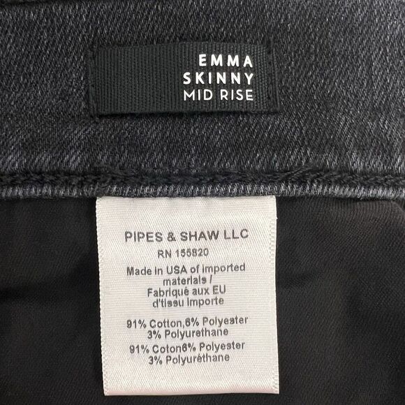 Veronica Beard Emma Mid-rise Skinny Jeans Washed Onyx Black Raw Hem stretch 29 - Picture 7 of 9